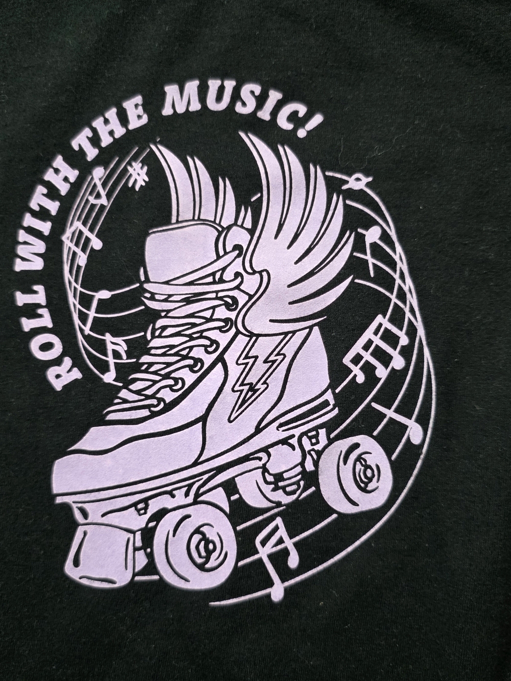 Cat & Jack Black Long Sleeve Tee with Light Purple Roller Skate Graphic